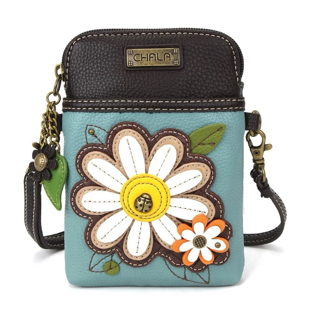 Chala Blue and Brown Crossbody Bag with Adjustable Strap